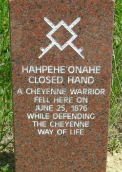 Grave Marker to the Cheyenne warrior Closed Hand, Little Big Horn Battlefield