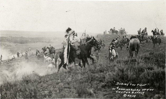 Re-enactment of the Battle of the Little Bighorn by Crow Indians Photograph c.1921